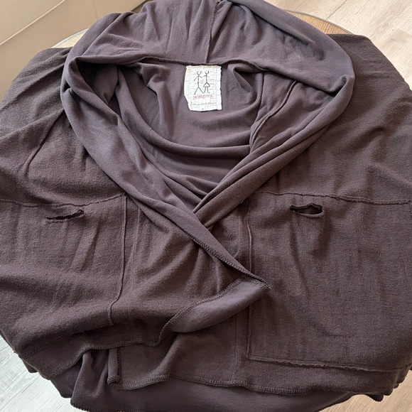 Pete & Greta by Johnny Was Dark Brown Lagenlook Open Front Cardigan Boho Small - Picture 12 of 14